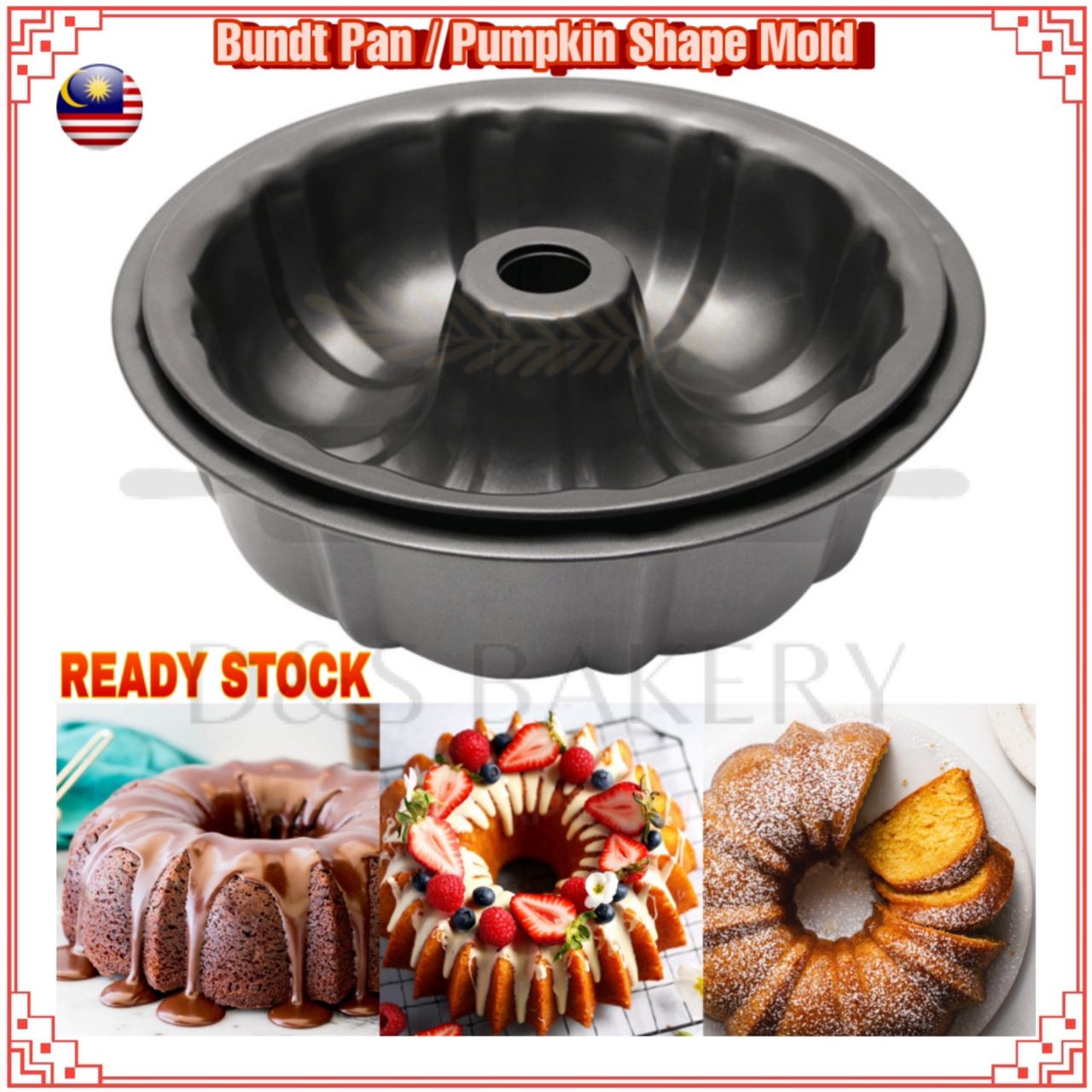 Nonstick Bakeware Pan Mould Silicone fit for Bundt Crown Cake Baking Tin Mold 