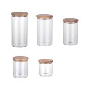 Refillable Glass Household High Borosilicate Glass Round Seal Food And Multigrain Storage Container With Wooden Lid Sub-Botlling