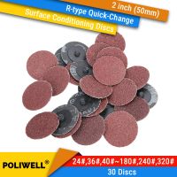 30PCS 2 Inch(50mm) Roll Lock R-Type Quick Change Discs Red Grain Sanding Disc Metal Surface Conditioning Die Grinder Accessories Cleaning Tools