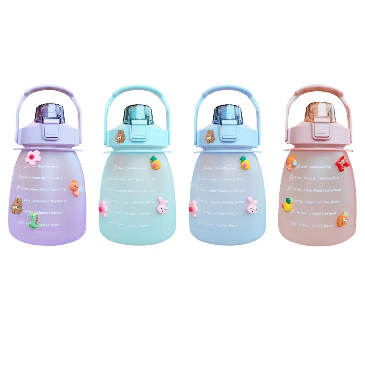 HOSPORT 1.3L Cute Kawaii Big Belly Water Bottle with Straw Gradient ...