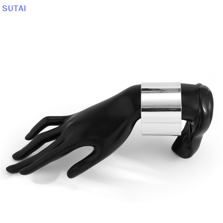 lowest-price-sutai-สร้อยข้อมือโลหะที่เป็นอารมณ์แฟชั่นที่มีข้อมือเรียบและสดใสเครื่องประดับอินเทรนด์สำหรับงานปาร์ตี้