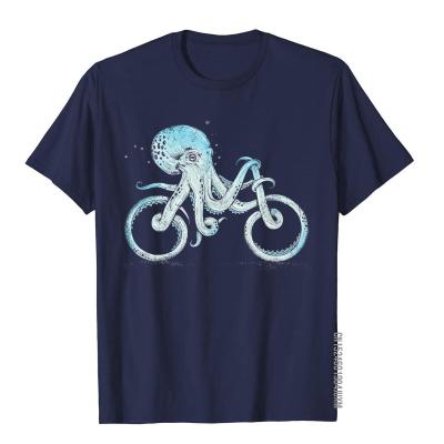 HotGo สีเขียว Go Bike Go สำหรับจักรยาน Paths Octopus ตลก T เสื้อเสื้อยืดผ้าฝ้าย T เสื้อผู้ชายแฟชั่นเสื้อ Family Comics
