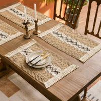 Macrame Burlap Cotton Fringe Placemats สำหรับตกแต่งโต๊ะรับประทานอาหาร Farmhouse โต๊ะทนความร้อน Place Mats