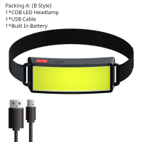 New Style Headlamp Portable Mini COB LED Headlight with Built-in Battery Flashlight USB Rechargeable Head Lamp Hiking Torch