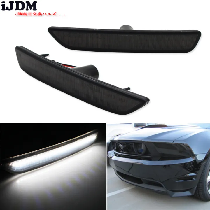 ijdm-ed-lens-front-side-marker-lamps-with-27-smd-amberwhite-led-lights-for-2010-2014-ford-mustang-front-bumper