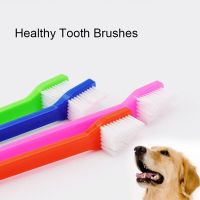 2pcs Teeth Cleaning Pet Cat Dog Tooth Brush for Dogs 22cm Long Handle Finger Brush For Pet Dog Cat Healthy Two Heads Toothbrush Brushes  Combs