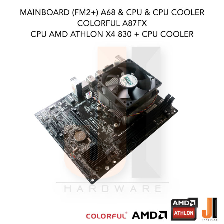 ชุดสุดคุ้ม-mainboard-a87fx-fm2-a68-amd-athlon-x4-830-with-cpu-cooler-3-0-3-4-ghz-4-cores-4-threads-65-watts-สินค้ามือสองสภาพดีมีฝาหลังมีการรับประกัน