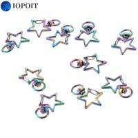 IOPOIT 10pcs 10ชิ้นค่ะ ตะขอเกี่ยวตะขอหมุน โลหะผสมอัลลอยด์ รูปดาวห้าแฉก รูปดาว พวงกุญแจรูปกุญแจ ตะขอก้ามปู สำหรับผู้หญิง