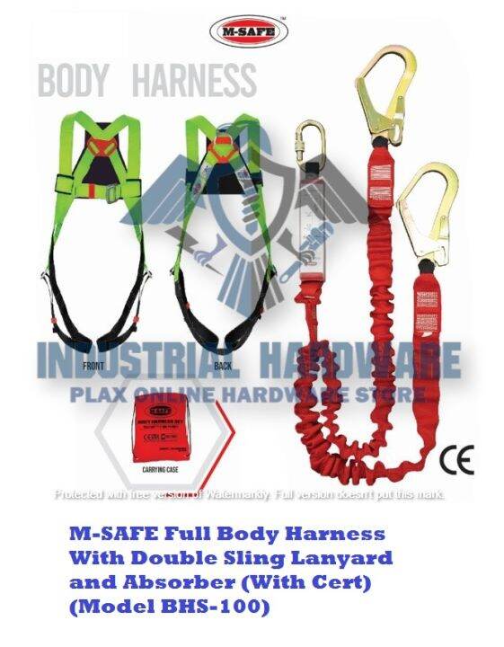 M-SAFE Full Body Harness With Double Sling Lanyard and Absorber (With ...