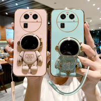 เคสโทรศัพท์ออปโป้ไฟนด์ X6/ค้นหา X6 Pro สายคล้องแบบมีเคสการ์ตูนนักบินอวกาศหรูหราชุบ6D กรอบสี่เหลี่ยมซิลิโคน TPU แบบนิ่มสำหรับเด็กผู้หญิงเคสด้านหลัง