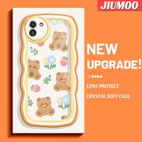 JIUMOO เคส A03s ปลอกสำหรับ Samsung A03แกนลายการ์ตูนหมีน่ารักดีไซน์ใหม่คอลอร์ขอบเป็นลอนเคสมือถือกันกระแทกแบบใสนิ่มเคสป้องกันโปร่งใสลายกล้องถ่ายรูปซิลิกาเจล