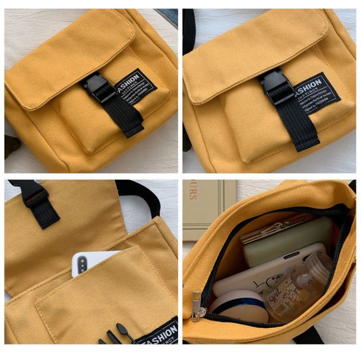 กระเป๋าสะพายข้าง-ทรงสวย-ผ้าแคนวาส-กระเป๋าแฟชั่นวัยรุ่นสไตล์เกาหลี-l11