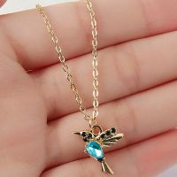 New Crystal Hummingbird Necklaces For Women Fashion Jewelry Gold Color Chain Birds Animal Pendant Choker Collares Joyeria Mujer