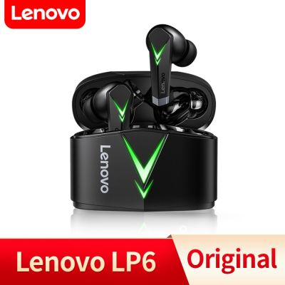 Lenovo หูฟังบลูทูธไร้สายแบบหูฟังเพลงเกม E-Sports หูฟังเล่นเกม LP6โทรศัพท์ไร้สายหูฟังบลูทูธแบบสองชุดหูฟังโหมด