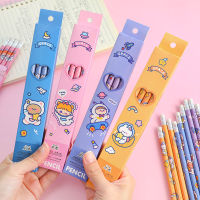 4pcsboxed Cartoon pencil with eraser wood cute pen Children sketch pen HB painting pencil student stationery pen School prizes