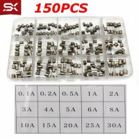 150PCS 5x20 Car Glass Tube Fuse Assortment kit 0.1A-30A Fast Quick Blow Glass Tube Fuses Auto Car Motorcycle Glass Tubular Fuses