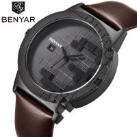 BENYAR BY-5117แบรนด์หรูสำหรับผู้ชายนาฬิกาผู้ชายหนังดีไซน์หน้า3D อนาล็อกนาฬิกาผู้ชายนาฬิกาควอตซ์สำหรับผู้ชายนาฬิกากองทัพสำหรับทหารนาฬิกาข้อมือเล่นกีฬา