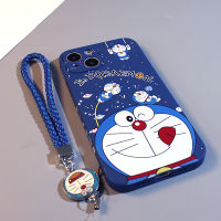 ARIZINO เคส Infinix Smart 5 Smart 6 Plus Smart 6 HD Hot 20S Hot 20i Hot 9 Play Hot 10 Play Hot 11 Play Hot 12 Play Note 12 G96/X670 Spark 6 Goการ์ตูน 3D สีฟ้า Doraemon Lanyards กรณีโทรศัพท์ซิลิโคน