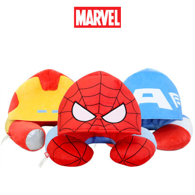 Neck Pillow with Hat Cartoon Ironman Plush Pillow U-Shaped Travel Pillow with Hat Toy for Kids Gifts