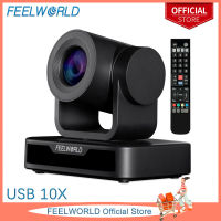 FEELWORLD USB10X การประชุมทางวิดีโอเว็บแคม USB PTZ กล้อง10X ซูมออปติคอล Full HD 1080จุดสำหรับการถ่ายทอดสดคริสตจักรธุรกิจการศึกษาห้องประชุมทางการแพทย์ระบบกล้อง