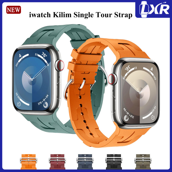 Kilim Single Tour Silicone Band for Apple Watch Ultra 2 1 Band Series 9 8 7  6 5