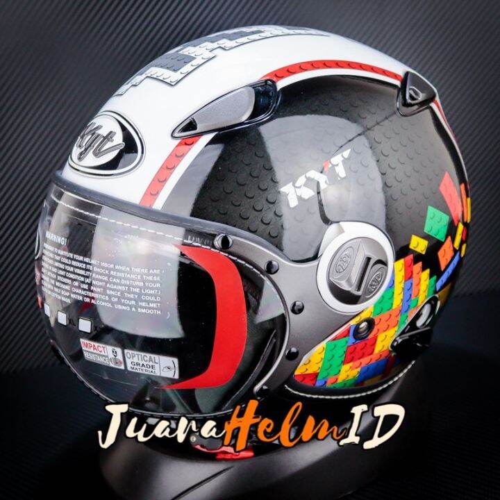 KYT HELM ELSICO 5 / WHITE BLACK RED / ELSICO / HALF FACE Lazada