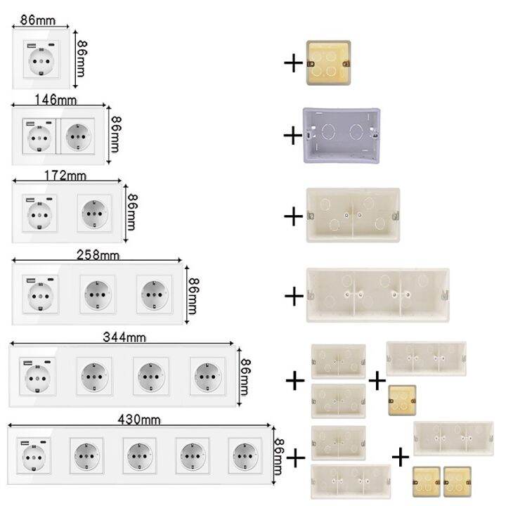 ปลั๊กไฟฝาผนังแก้วคริสตัลที่หรูหรานิรภัยเต้าเสียบสายไฟชนิด-c-5v-2100ma-ac110-250v-มาตรฐาน-eu