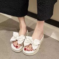 【July】 Slippers womens outerwear 2023 new summer net red thickened muffins going out bowknot trendy sandals