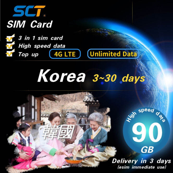 South Korea Travel Sim Card Unlimited Data 330 days 【90GB High speed