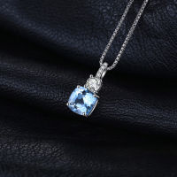 JewelryPalace 1.9ct Natural Sky Blue Topaz สร้อยคอจี้เงินแท้925สำหรับผู้หญิง Birthstone Gemstone Choker ไม่มี Chain