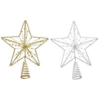 Christmas Tree Topper Decorative Hollow Star Ornament Star Decoration Fits Most Christmas Trees Topper with Bottom Threaded Spiral Cone realistic