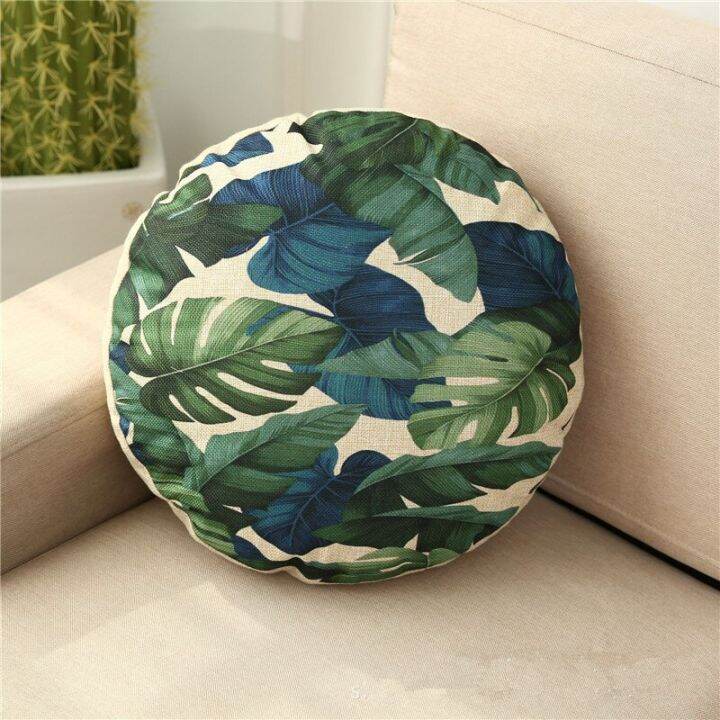 45cm-round-tropical-plant-circular-printed-home-decor-sofa-car-seat-decorative-cushion-cover