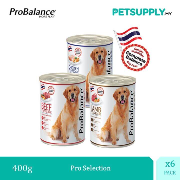 ProBalance Wet Dog Food (400g x 6 Cans) - Beef / Chicken / Lamb ...