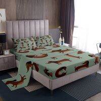 【jw】✿❉  Cartoon Set para meninos e meninas Bed Sheets Dachshund Salsicha Dogs Room Decor Lover