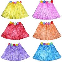 Plastic Fiber Girl Woman Hawaiian Grass Skirt Cheap Costume Flower Hula Skirt 30CM/40/CM60CM/80cm Dance Dress Party Hawaii Beach Towels