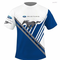 2023 NEW Mustang (สต็อกเพียงพอ) Fashion Ford 3D Digital Printing Short Sleeve Menคุณภาพสูง size:S-5XL