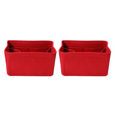 Home Storage Bag Felt Insert Bag Makeup Organizer Inner Purse Portable Cosmetic Bags Storage Red Storage