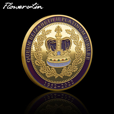 [flowersLin] เหรียญที่ระลึก Queen Elizabeth II ของสหราชอาณาจักรสวมมงกุฎในเหรียญที่ระลึก Westminster Abbey Platinum Jubilee 1952-2022-kdddd