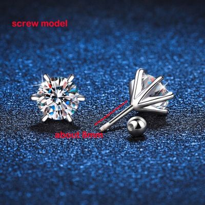Smyoue 0.3-2ct GRA Moissanite Stud Earrings for Women Colorless Sparkling Wedding Ear Studs 100% S925 Sterling Silver Jewelry