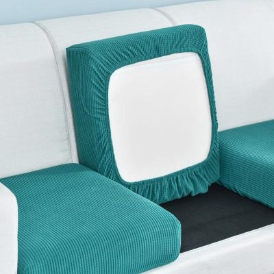 【CW】 Polar Fleece Thick Sofa Cushion Cover Elastic Color fundas cojines decorativos para