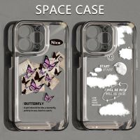 [Disen electronic] Butterfly Space Clear Case สำหรับ iPhone 14 Pro Max กรณี iPhone 11 12 13 Mini XR XS X SE 2022 2020 7 8 Plus 11Pro ครอบคลุมนักบินอวกาศ