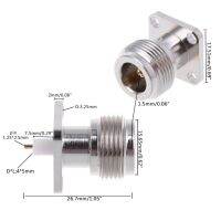 【❁】 EuroZone mall หน้าแปลนบัดกรีเชื่อมโคแอ็กซ์ RF ส่วนสวมติดตั้งแผงเต้ารับ N-KFD-5 N 15.65X26.7มม. สีเงิน