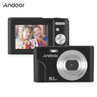 Andoer แบบพกพาดิจิตอลกล้อง48MP 1080P 2.4นิ้วหน้าจอ IPS 16X Zoom Auto Focus Self-Timer 128GB หน่วยความจำ Face Detection Anti-Shaking 2Pcs แบตเตอรี่สายคล้องมือกระเป๋าพกพา