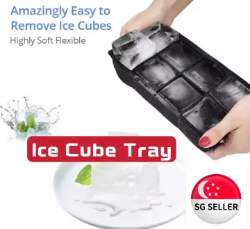 Ice Cube Tray, Large, Pack Of 2 - Flexible 8 Cavity Silicone Ice Cube Maker  - Square Ice Molds For Whiskey & Cocktails