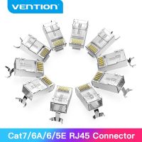 Vention RJ45 Connector Cat7 RJ45 Modular Ethernet Cable Head Plug Gold-plated Cat6 Crimp Network RJ45 Crimper Connector Cat7 Cables