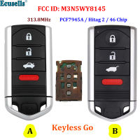 Oibwye 3 + 1/4ปุ่ม Keyless ไปอัจฉริยะกุญแจรีโมต313.8MHz ชิป2/46 PCF7945A/HITAG สำหรับ FCC ID TL แอคิวรา ZDX: M3N5WY8145ใบมีด HON66