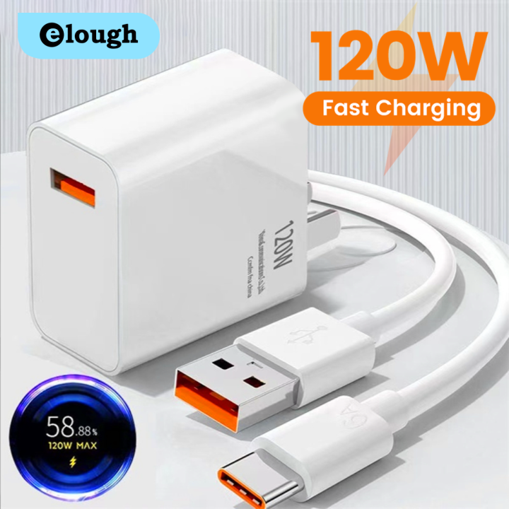 Elough 120W USB Charger With Cable Fast Charging For Mobile Phone Quick