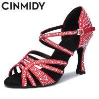 CINMIDY Red Dance Shoes Women Latin Dance Shoes Tango Salsa Soft Bottom Indoor Performance Shoes Womens Red Wedding Shoes