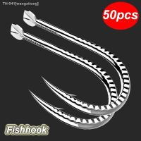 ❁❄ 50 pcs Fishing hook fishing tackle strong sleeve black pit snake shaped belly line slot bulk fishhook fishing accessories