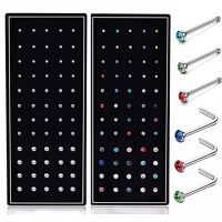 40/60 Piece/Set Stainless Steel L Shape Nose Stud Pack 20G Crystal Straight Stud Nose Ring Set Nose Stud Lot Piercing Nariz Pin